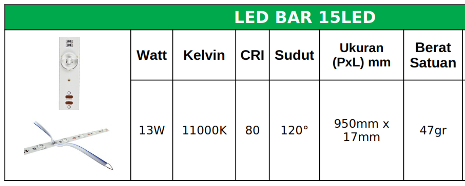 Lampu LED BAR Light 15LED - Hiled